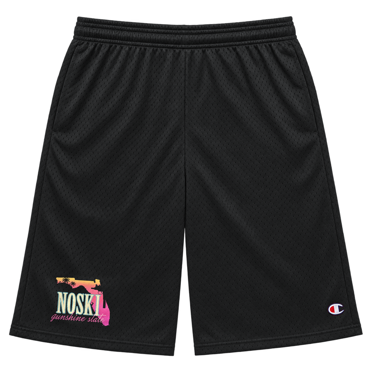 NOSKI Gunshine State Miami Vice (GTA6) Shorts Black (Champion) — Front